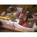 A collection of tools including blowlamps, oxy acetylene gas axe tools and an oil sprayer.