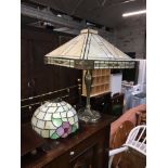 A Tiffany style table lamp (height 55cm) and a Tiffany style light shade.