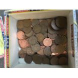 Small box of copper coins