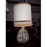 A retro earthenware table lamp, height 77cm.