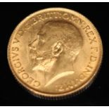 George V 1913 sovereign, 10% buyer's premium (inclusive of VAT), normal online bidding fees apply.