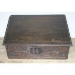 An 18th century oak bible box, length 55.5cm.