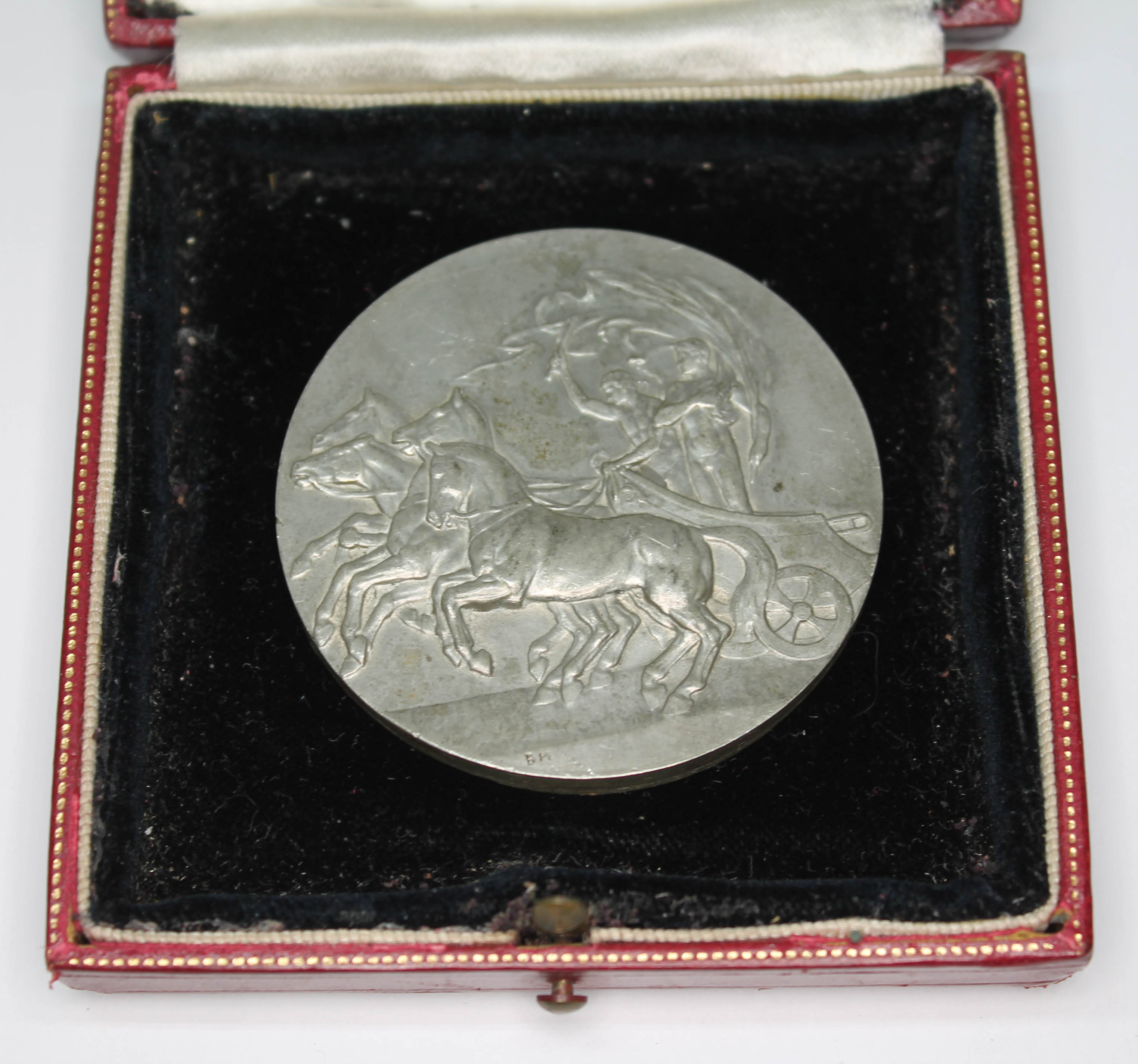 London 1908 Olympic Games participant?s medal by B. Mackennal for Vaughton, Victory stood holding - Image 2 of 8