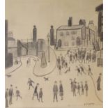 Laurence Stephen Lowry (1887-1976), Street Scene, with figures and dogs, pencil drawing, 27cm x