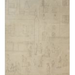 Laurence Stephen Lowry (1887-1976), Tool Shop, pencil drawing, 18.5cm x 23.5cm, monogramed 'LSL' and