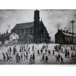 After Laurence Stephen Lowry (1887-1976), St Marys Church, monochrome print, 37cm x 26.5cm,