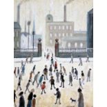 Laurence Stephen Lowry (1887-1976), Going to the Mill, with gates, figures and a dog, oil on