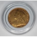 Victorian 1900 sovereign, 10% buyer's premium (inclusive of VAT), normal online bidding fees apply.