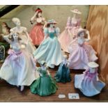 A collection of 9 Coalport Ladies of fashion Figurines