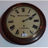 A spring driven wall clock by Morath Bros, Liverpool, the enamel dial set with roman