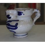 A mid 18th century English delft apothecary jug, height 12cm.