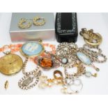 A mixed lot including a Christian Dior jewellery box containing a pair of twist hoop earrings