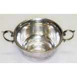 A hallmarked silver twin handled bowl, length 18cm, weight 5 1/2oz.