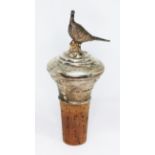 A novelty hallmarked silver bottle stopper with pheasant finial, length 9cm.