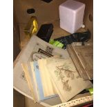 A box of cigarette cards, tea card albums, etc.