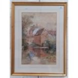 Late 19th century school, watermill, watercolour, unsigned, 34cm x 50cm, framed and glazed