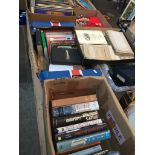 Box of ephemera and 3 boxes of vintage books
