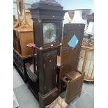 A Georgian oak cased grandfather clock, 30 hour movement, with brass dial inscribed Farnsworth