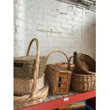 A quantity of wicker baskets.