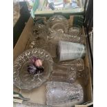 Box of glassware and a box of misc pottery, ceramics and glass to include Jasperware, etc.