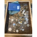 Wooden box of coins