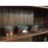 3 vintage copper saucepans