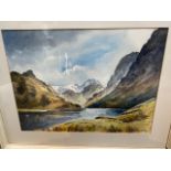 20th century school, watercolour, Crummock Water, signed E Crieg Hall, 49.5cm x 36.5cm, framed and
