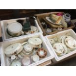 4 boxes of misc ceramics including Royal Worcester, Minton, Paragon, jugs, vases, etc.