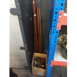 Curtain rails including wooden and metal hooks, also including oak door lock