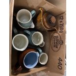 Box of pottery jugs