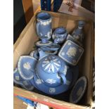 A box of Wedgwood blue and white Jasperware.