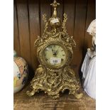 Repro brass clock with battery movement