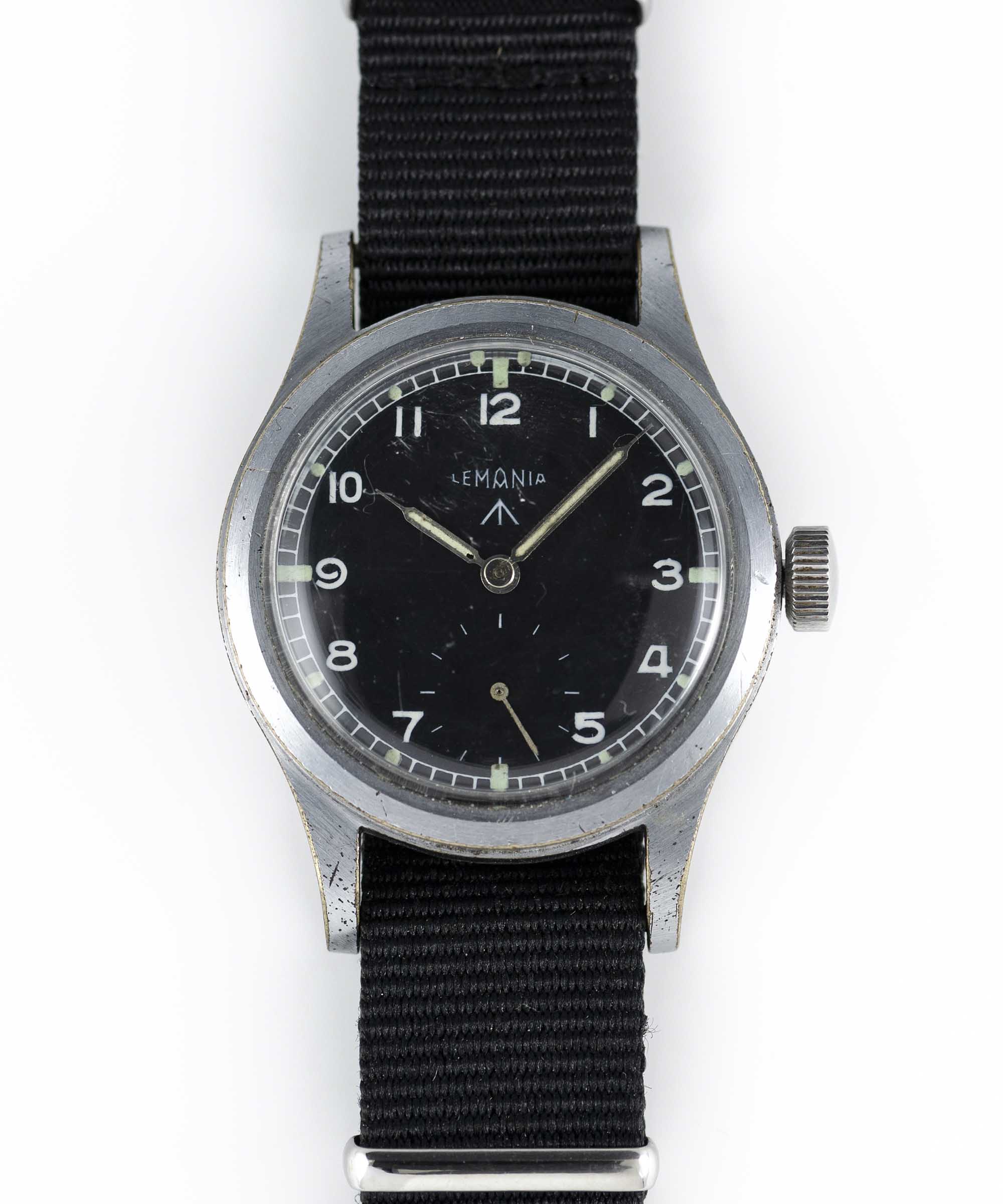 A GENTLEMAN'S BRITISH MILITARY LEMANIA W.W.W. WRIST WATCH CIRCA 1945, PART OF THE "DIRTY DOZEN",