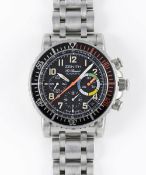 A GENTLEMAN'S STAINLESS STEEL ZENITH EL PRIMERO RAINBOW FLYBACK CHRONOGRAPH BRACELET WATCH CIRCA