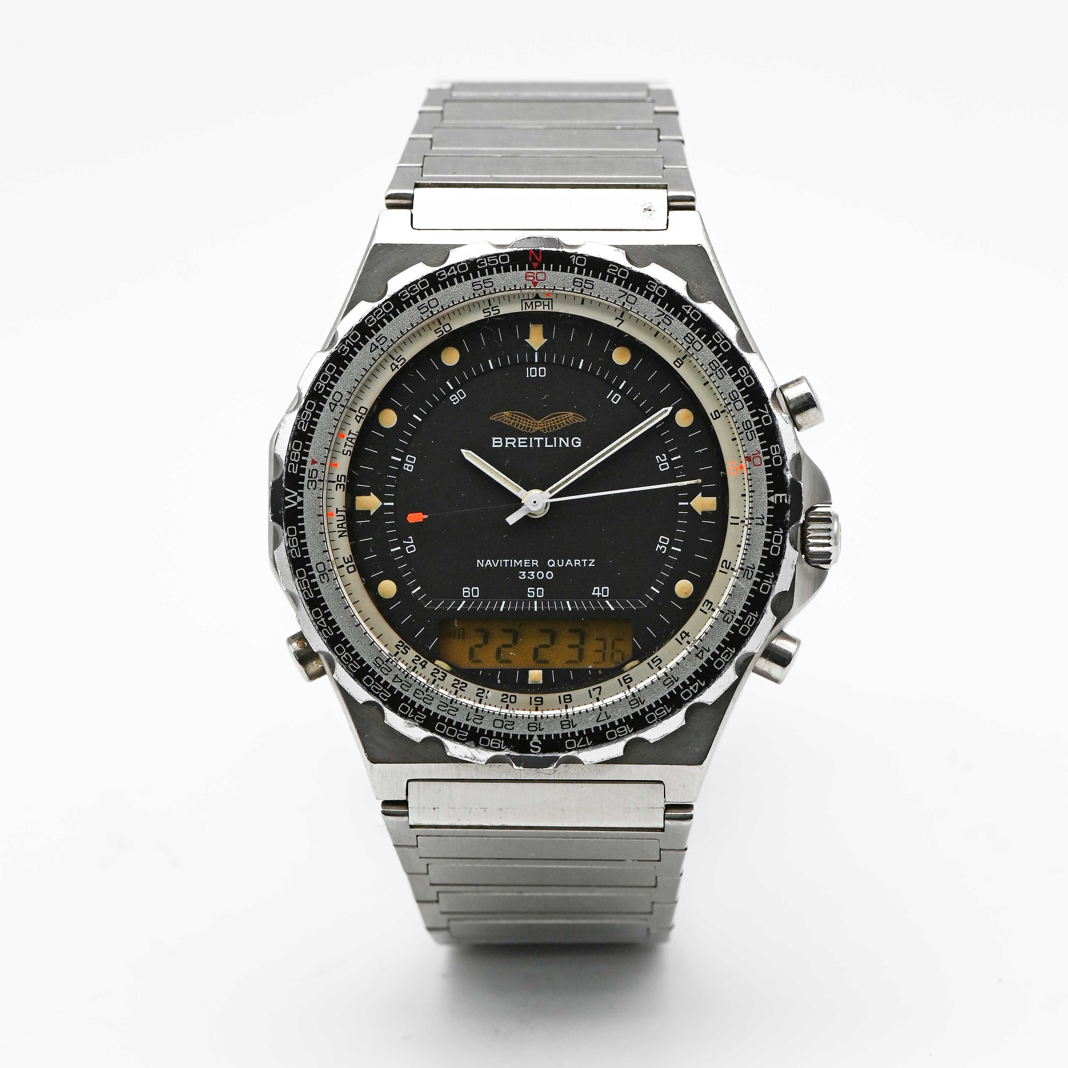 A GENTLEMAN'S STAINLESS STEEL IRAQI MILITARY AIR FORCE BREITLING JUPITER NAVITIMER QUARTZ 3300 - Image 2 of 8