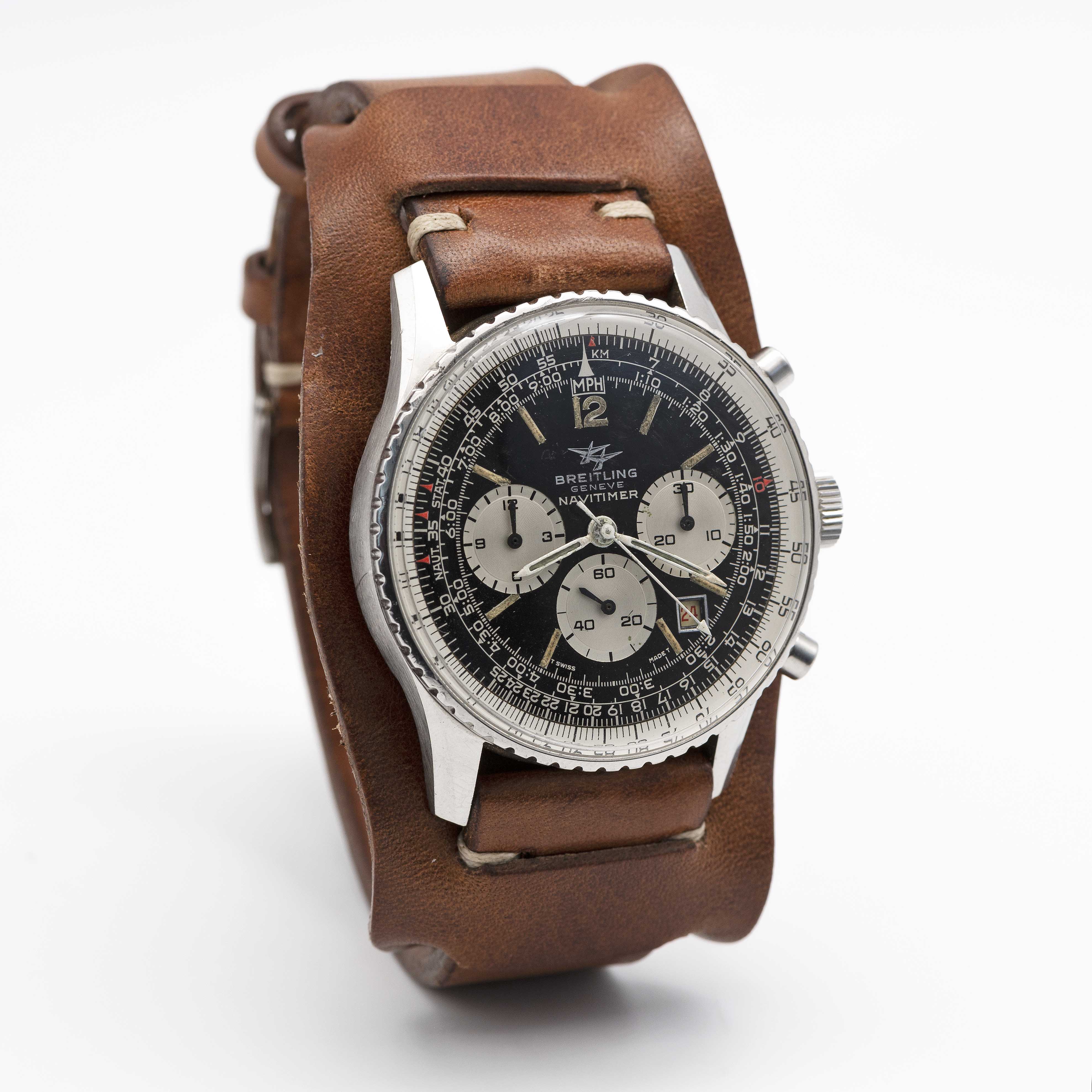 A RARE GENTLEMAN'S STAINLESS STEEL MILITARY BREITLING NAVITIMER CHRONOGRAPH PILOTS WRIST WATCH CIRCA - Image 7 of 11