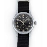 A GENTLEMAN'S STAINLESS STEEL BRITISH MILITARY TIMOR W.W.W. WRIST WATCH CIRCA 1945, PART OF THE "