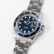 STAINLESS STEEL TUDOR PRINCE OYSTERDATE SUBMARINER BRACELET WATCH 1993 REF. 79090 WITH GLOSS BLUE