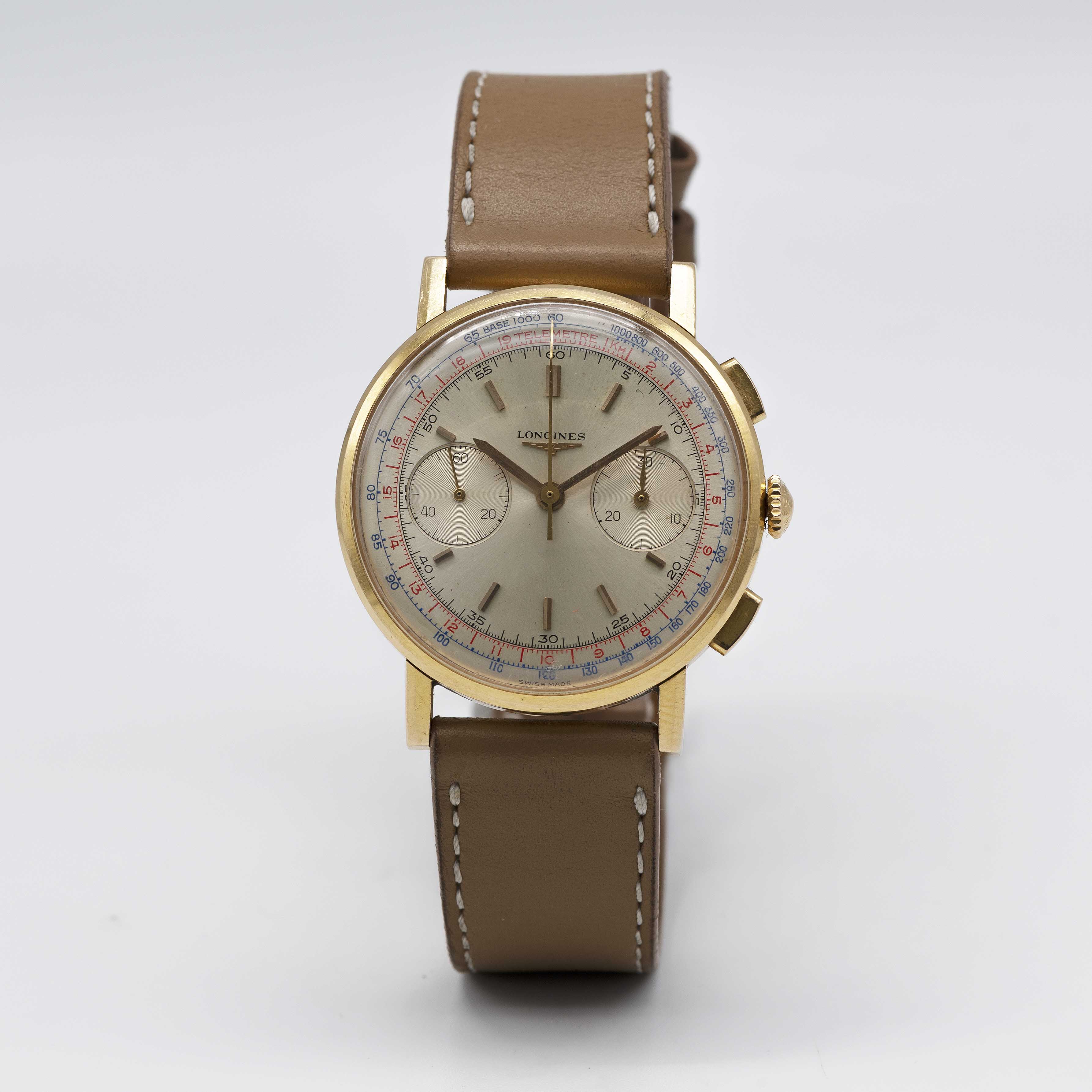 A GENTLEMAN'S 18K SOLID YELLOW GOLD LONGINES FLYBACK CHRONOGRAPH WRIST WATCH DATED 1969, REF. 7414 - Image 3 of 9
