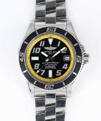 A GENTLEMAN'S STAINLESS STEEL BREITLING SUPEROCEAN 42 AUTOMATIC BRACELET WATCH DATED 2015, REF.
