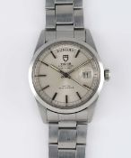 A GENTLEMAN'S LARGE SIZE STAINLESS STEEL ROLEX TUDOR OYSTER PRINCE DATE + DAY "JUMBO" BRACELET WATCH