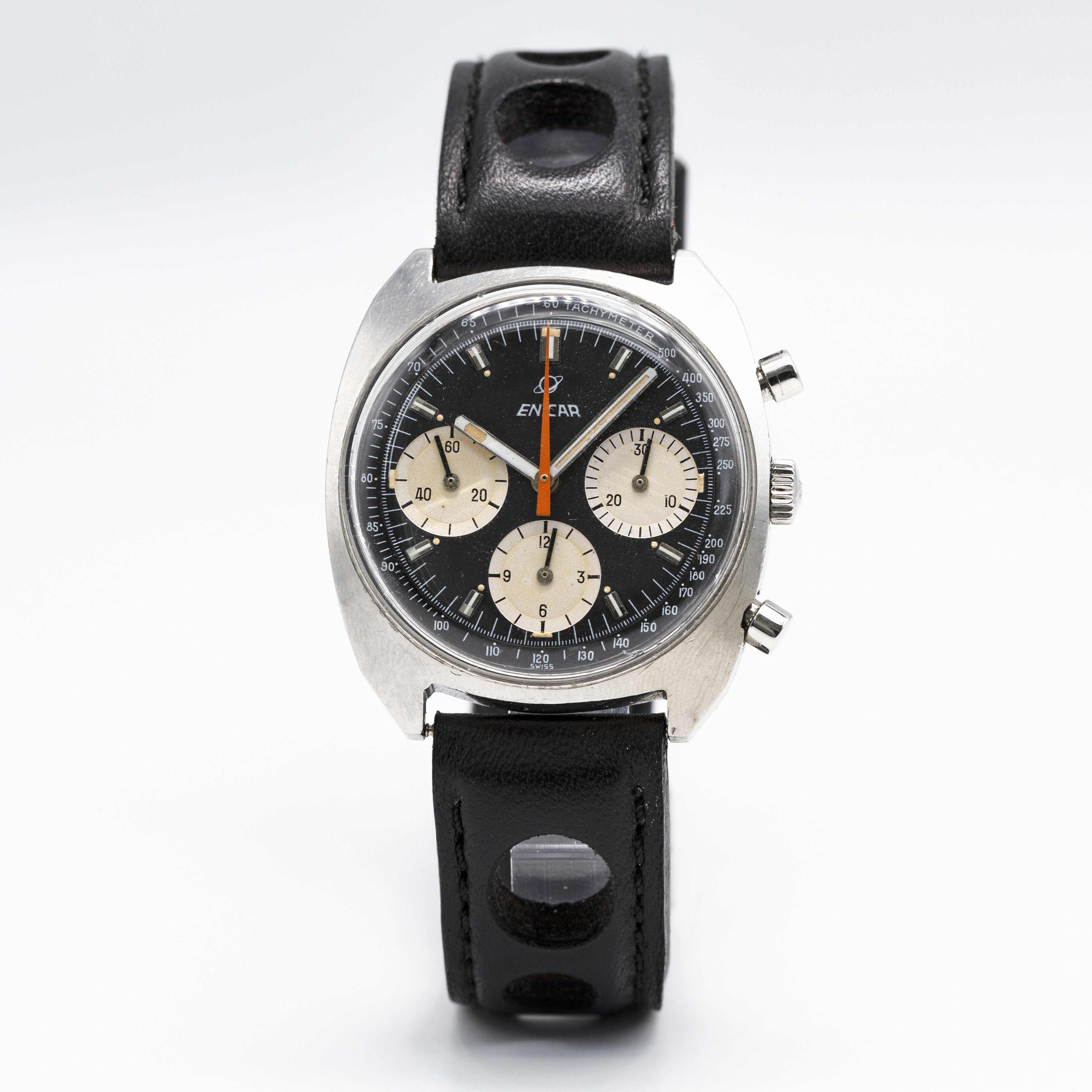 A GENTLEMAN'S STAINLESS STEEL ENICAR CHRONOGRAPH WRIST WATCH CIRCA 1970s, REF. 072-01-03 WITH " - Image 2 of 8