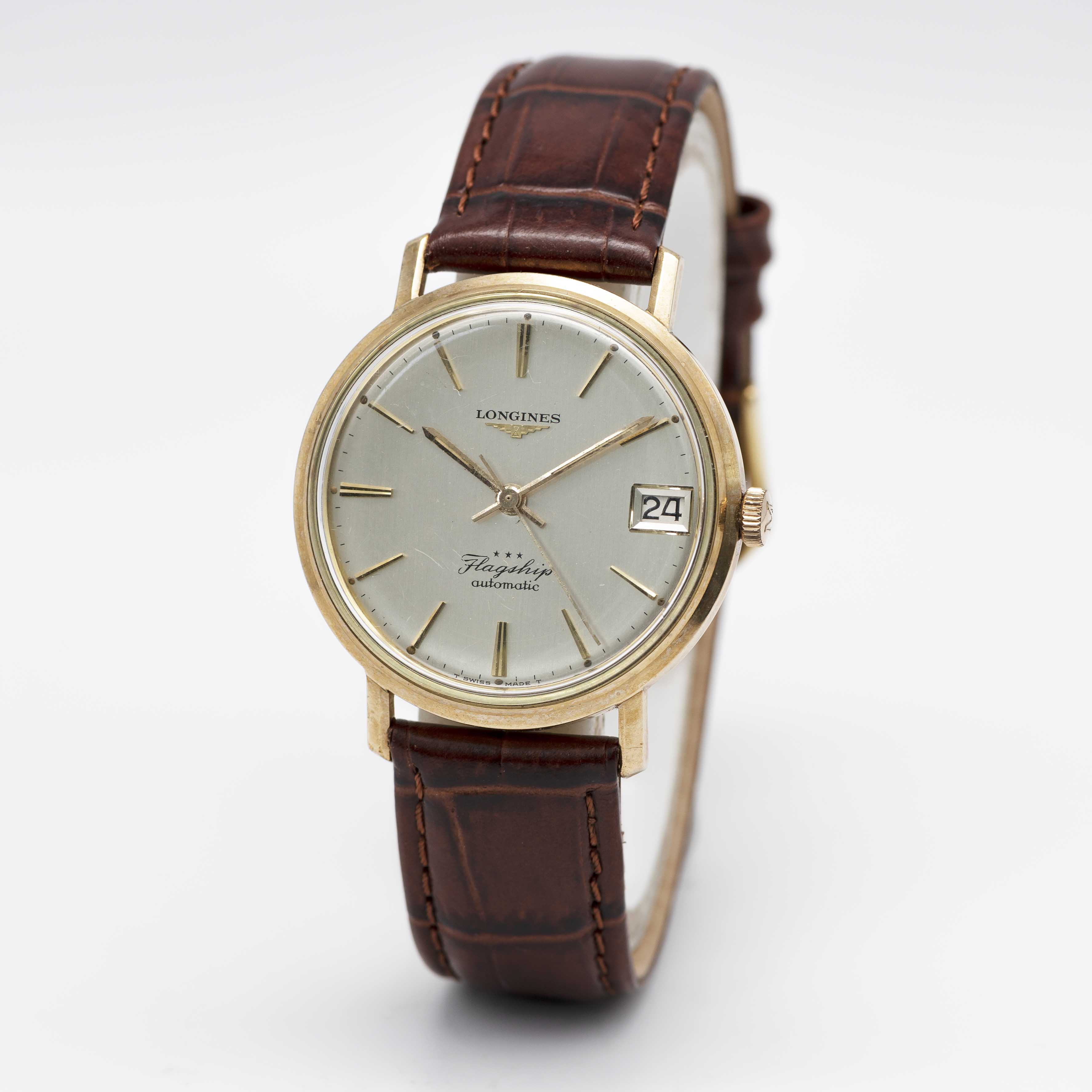 A GENTLEMAN'S 9CT SOLID GOLD LONGINES FLAGSHIP AUTOMATIC WRIST WATCH CIRCA 1966, REF. 3418 WITH - Image 3 of 8