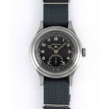 A GENTLEMAN'S STAINLESS STEEL BRITISH MILITARY LONGINES W.W.W. WRIST WATCH CIRCA 1945, PART OF