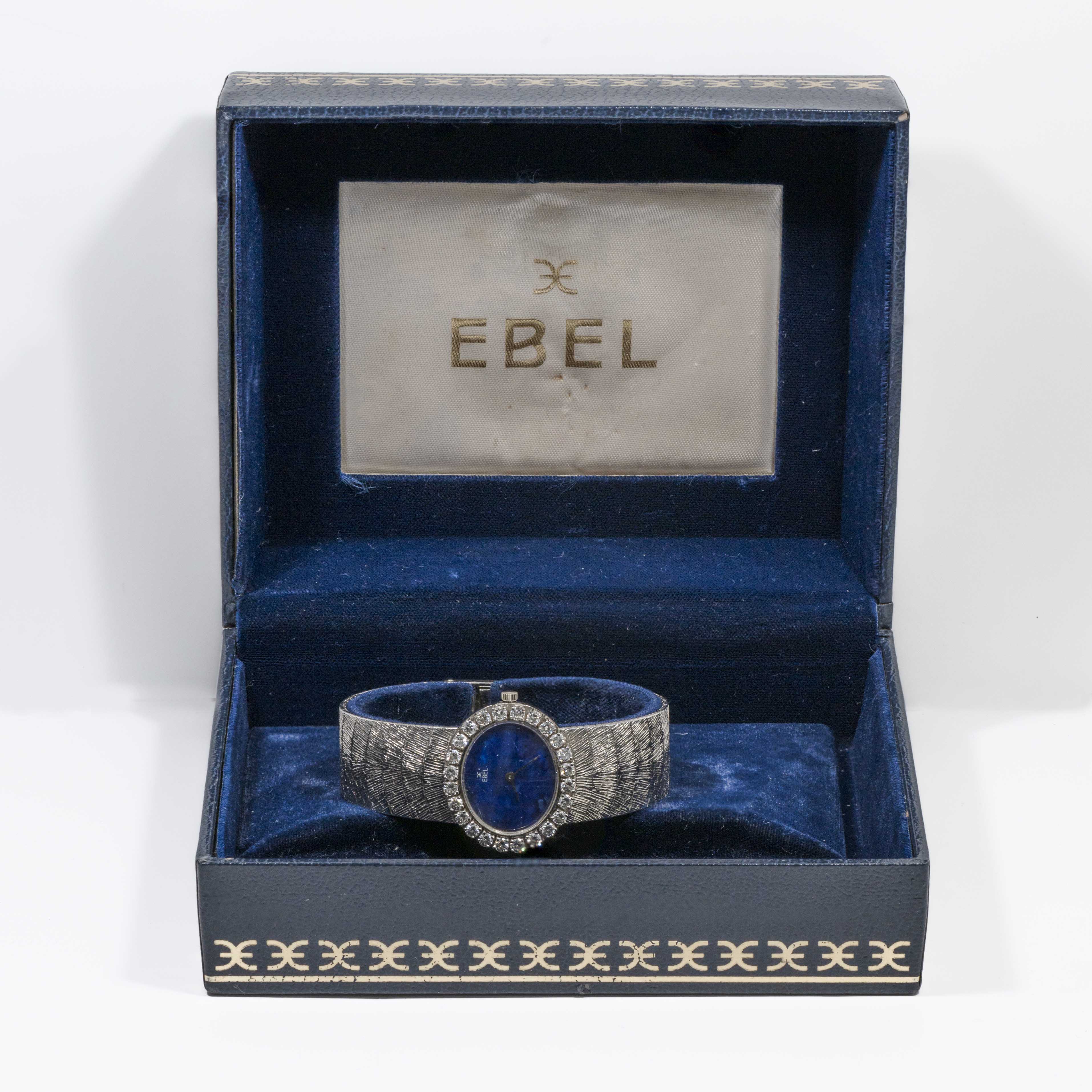 A LADIES FINE 18K SOLID WHITE GOLD & DIAMOND EBEL BRACELET WATCH CIRCA 1970s, WITH LAPIS DIAL, - Image 11 of 11