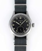 A GENTLEMAN'S STAINLESS STEEL BRITISH MILITARY ETERNA W.W.W. WRIST WATCH CIRCA 1945, PART OF THE "