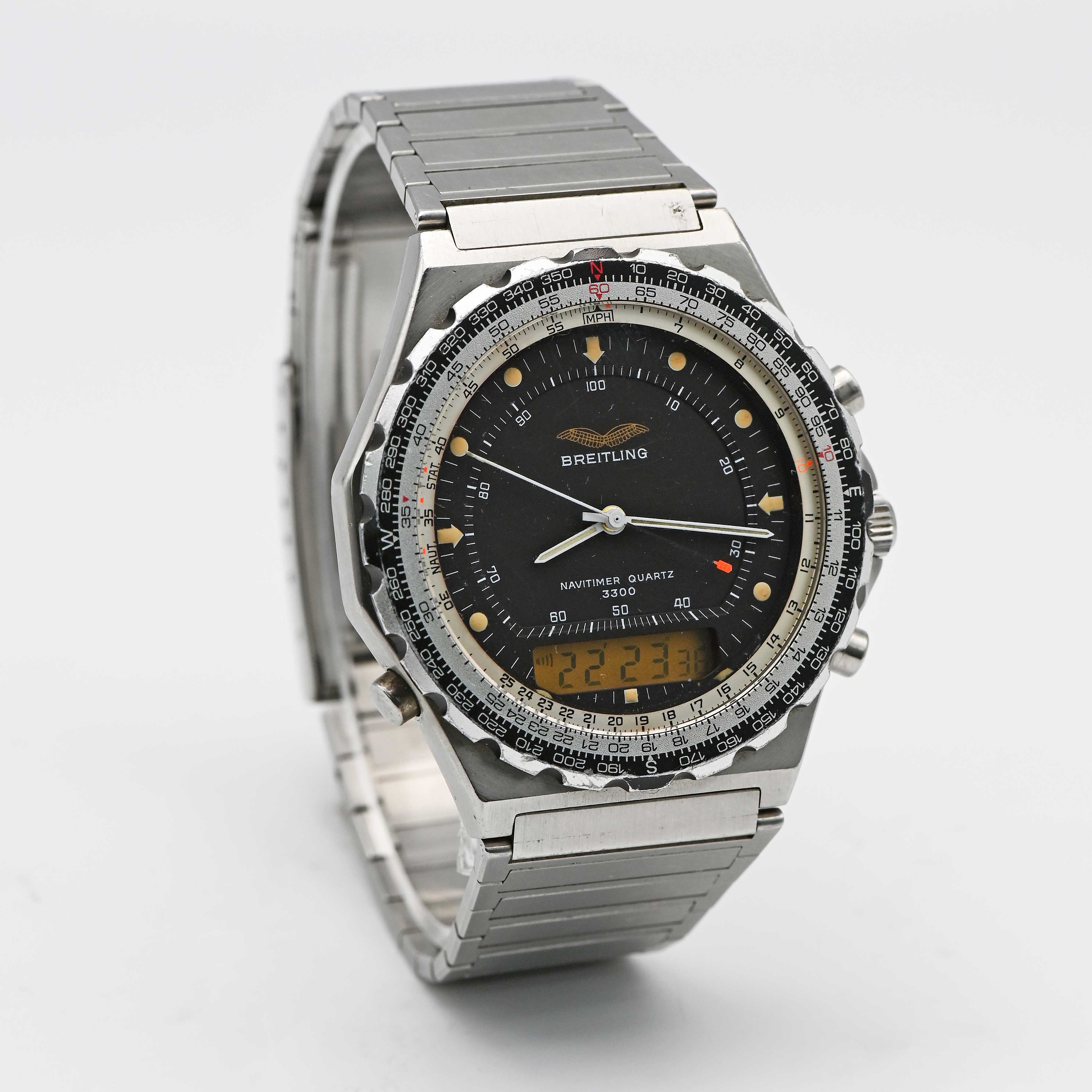 A GENTLEMAN'S STAINLESS STEEL IRAQI MILITARY AIR FORCE BREITLING JUPITER NAVITIMER QUARTZ 3300 - Image 4 of 8