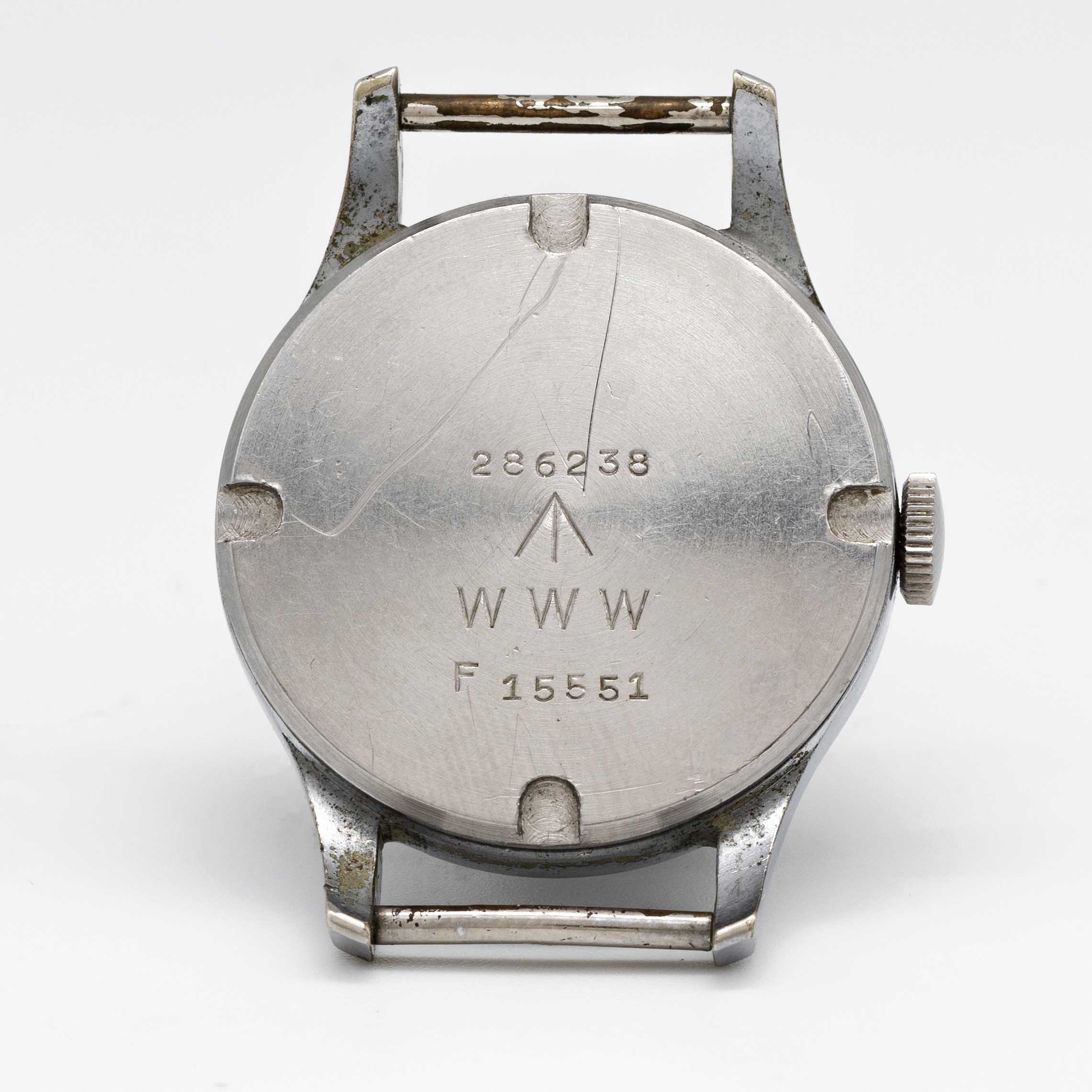 A GENTLEMAN'S BRITISH MILITARY JAEGER LECOULTRE W.W.W. WRIST WATCH CIRCA 1945, PART OF THE "DIRTY - Image 5 of 8