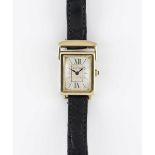 A RARE LADIES 18K SOLID GOLD CARTIER PIVOTANTE WRIST WATCH CIRCA 1960s WITH GUILLOCHE DIAL