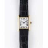 A LADIES 18K SOLID GOLD CARTIER PARIS TANK WRIST WATCH CIRCA 1990s, REF. 8660 Movement: Quartz,